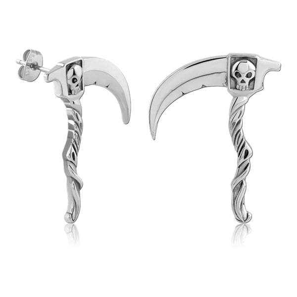 Reaper Scythe Stainless Stud Earrings Earrings 20 gauge Stainless Steel