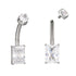 Rectangle CZ Titanium Belly Barbell Belly No-Dangles 14g - 3/8" long (10mm) Clear CZ