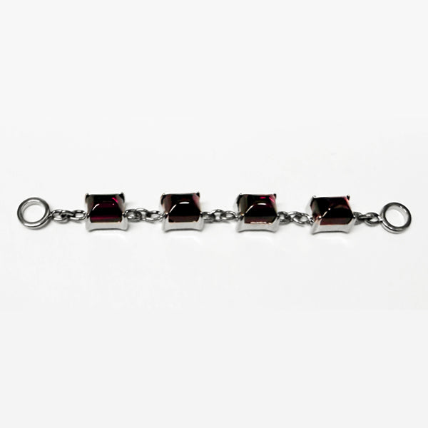 Rectangle Garnet Titanium Chain Chains 40mm long High Polish (silver)