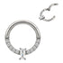 Rectangle Pave Titanium Hinged Ring Hinged Rings 16g - 5/16" diameter (8mm) High Polish (silver)