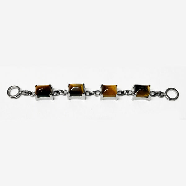 Rectangle Tigers Eye Titanium Chain Chains 40mm long High Polish (silver)