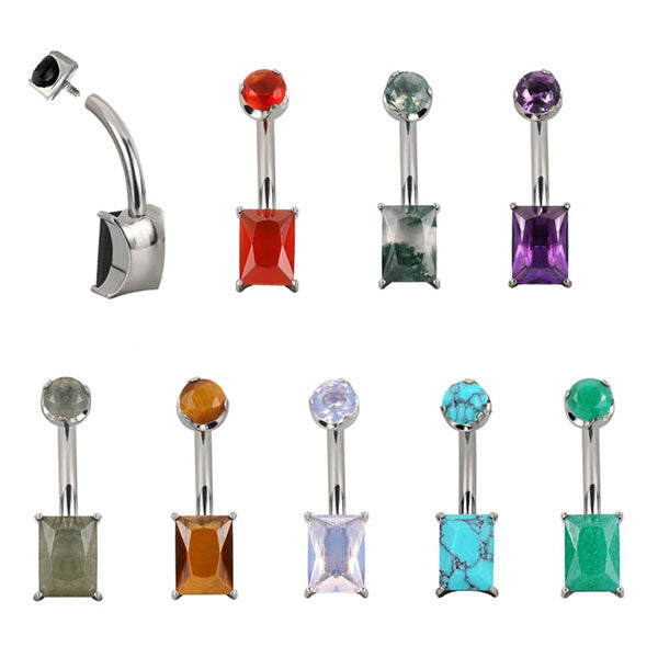 Rectangle Titanium Belly Barbell Belly No-Dangles 14g - 3/8