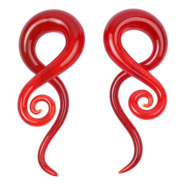Red Glass Tentacles Plugs 2 gauge (6mm) Red
