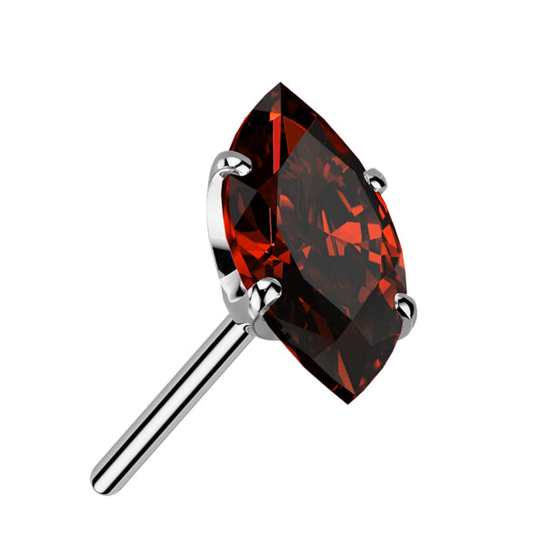 Marquise CZ Titanium Threadless End Threadless Ends 2.5x5mm Red CZ