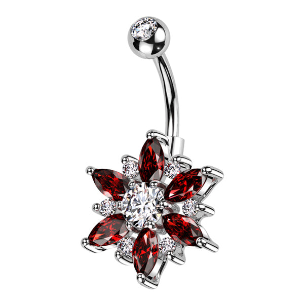 Marquise Flower Belly Ring Belly Ring 14g - 3/8