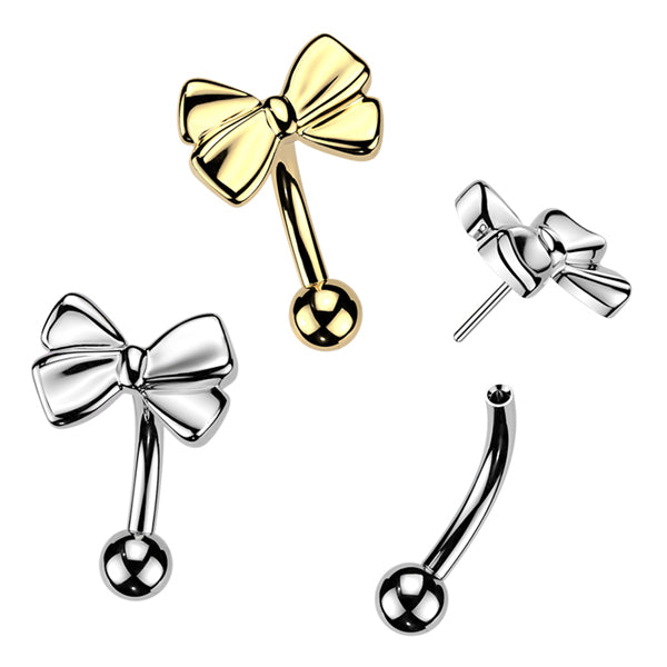 Ribbon Top Threadless Curved Barbell