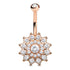 Crystal Dahlia Belly Ring Belly Ring 14g - 3/8" long (10mm) Rose Gold