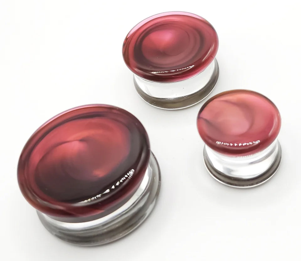 Rose Gold Electronium Glass Plugs Stretched Lobes 0 gauge (8mm) Rose Gold