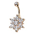 Marquise Flower Belly Ring Belly Ring 14g - 3/8" long (10mm) Rose Gold w/ Clear CZs