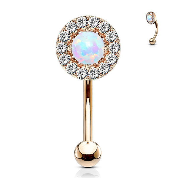 Paved Opal Eyebrow Barbell