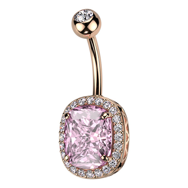 Paved Oval Belly Ring Belly Ring 14g - 3/8