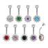 Round CZ Flower Titanium Belly Barbell Belly No-Dangles 14g - 3/8" long (10mm) Clear
