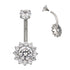 Round CZ Flower Titanium Belly Barbell Belly No-Dangles