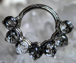 Round Gemstone Titanium Hinged Ring Hinged Rings