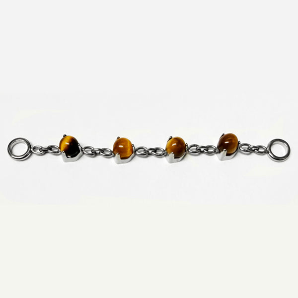 Round Tigers Eye Titanium Chain Chains 40mm long High Polish (silver)