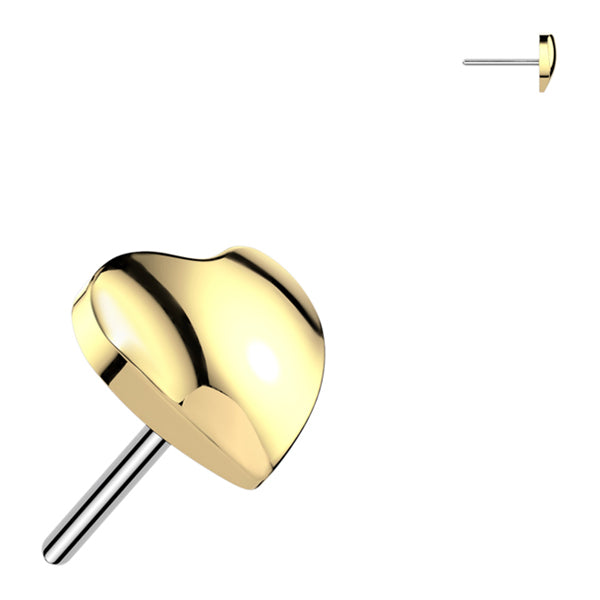 Rounded Heart Threadless Titanium End Threadless Ends Gold Titanium