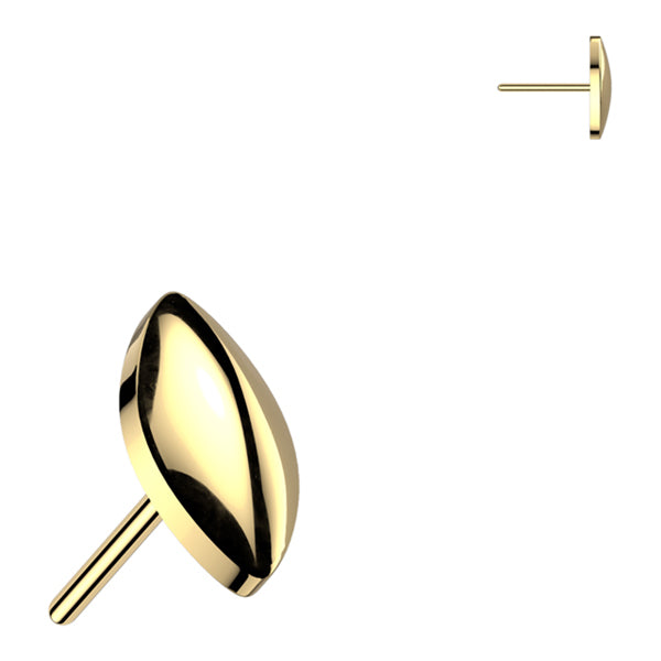 Rounded Marquise Threadless Titanium End Threadless Ends Gold Titanium