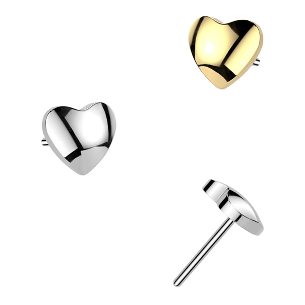 Rounded Heart Threadless Titanium End Threadless Ends