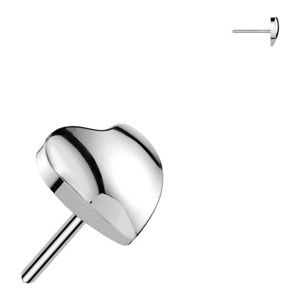 Rounded Heart Threadless Titanium End Threadless Ends High Polish (silver)