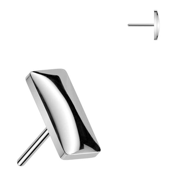 Rounded Rectangle Threadless Titanium End Threadless Ends High Polish (silver)