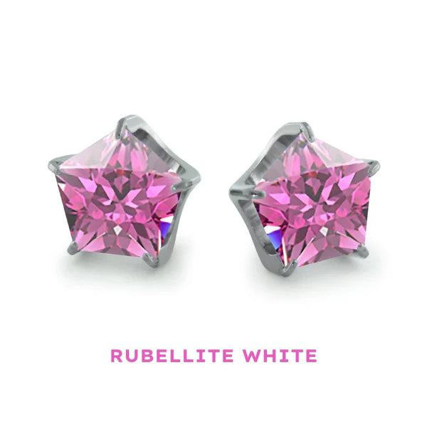 Pentagon Gem End by NeoMetal Threadless Ends 5mm Pentagon CZ Rubellite White CZ