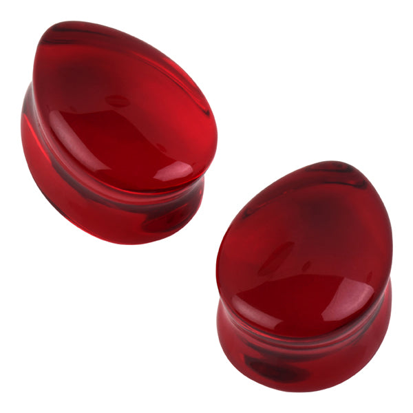 Ruby Glass Teardrop Plugs