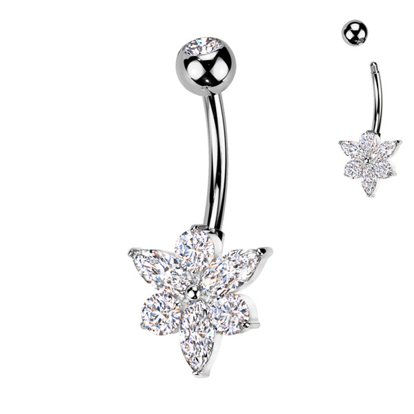 Marquise Flower Belly Ring Belly Ring 14g - 3/8