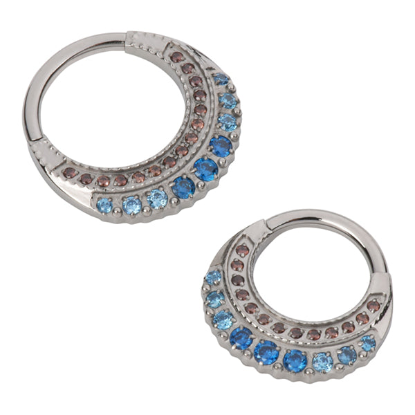 Titanium Hinged Ring Hinged Rings 16g - 5/16" diameter (8mm) Blue / Coffee