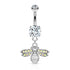 Bumblebee CZ Belly Dangle Belly Ring 14 gauge - 3/8" long (10mm) Stainless Steel