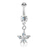 Ganja CZ Belly Dangle Belly Ring 14 gauge - 3/8" long (10mm) Stainless Steel