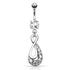 Infinity CZ Belly Dangle Belly Ring 14 gauge - 3/8" long (10mm) Stainless Steel