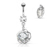 Rose CZ Belly Dangle Belly Ring 14 gauge - 3/8" long (10mm) Stainless Steel