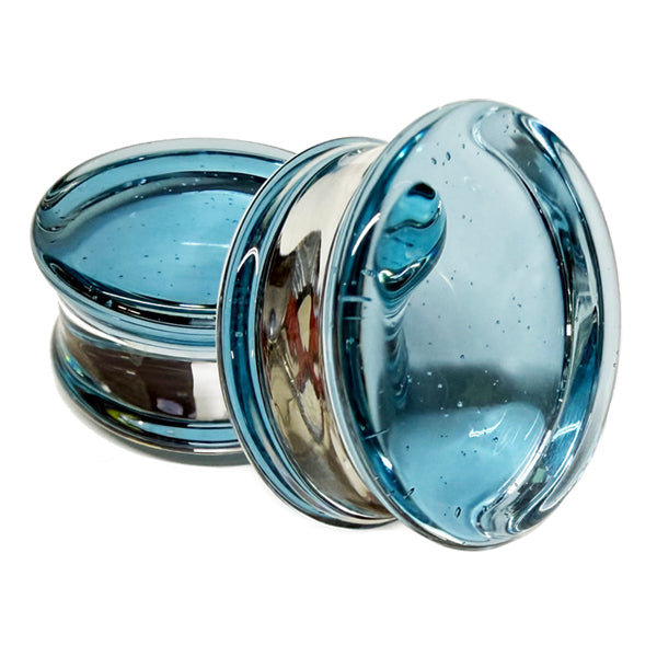 Sea Glass Double Flare Glass Plugs Stretched Lobes 4 gauge (5mm) Sea Glass