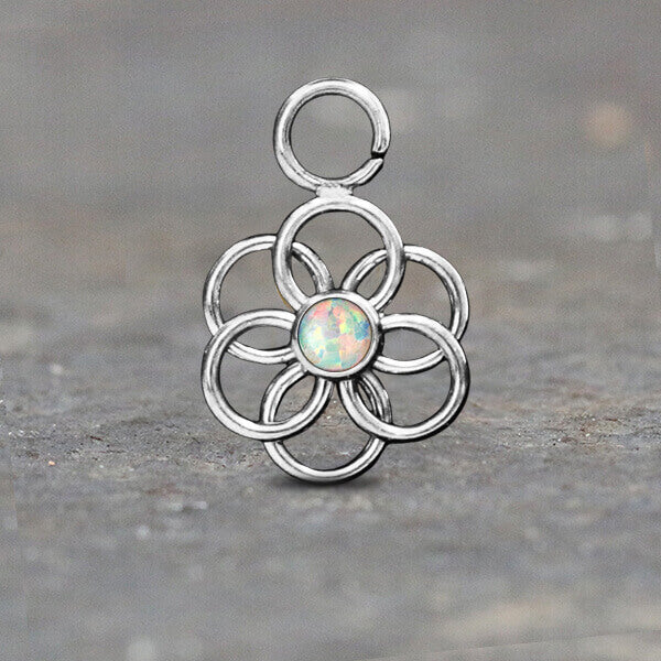 Seed of Life Opal Stainless Charm Replacement Parts 11x8mm White Opals
