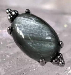16g Beaded Oval Cabochon Titanium End Internal Ends 16 gauge - 8.5x4mm Seraphinite