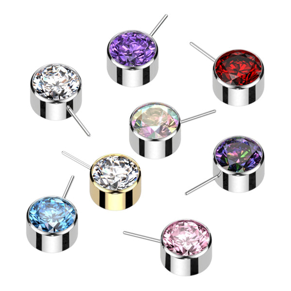 Side-set Bezel CZ Threadless Ends Threadless Ends 4mm Clear