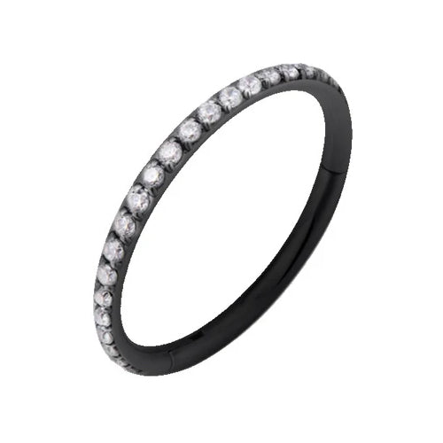 Side CZ Black Titanium Hinged Ring Hinged Rings 16g - 5/16" diameter (8mm) Clear