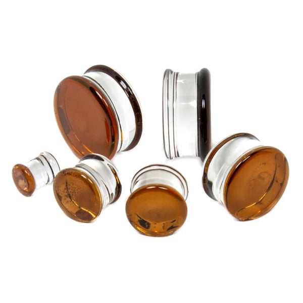 Sienna Double Flare Glass Plugs Stretched Lobes 4 gauge (5mm) Sienna