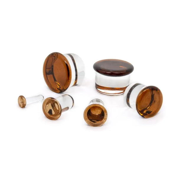 Sienna Single Flare Glass Plugs Stretched Lobes 12 gauge (2mm) Sienna