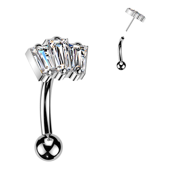 Baguette Trio Threadless Curved Barbell