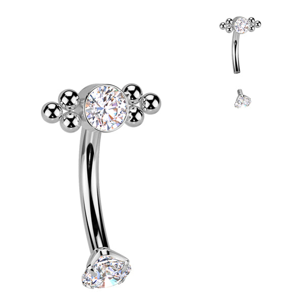 Ball Cluster Titanium Eyebrow Barbell