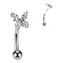 Butterfly CZ Threadless Curved Barbell