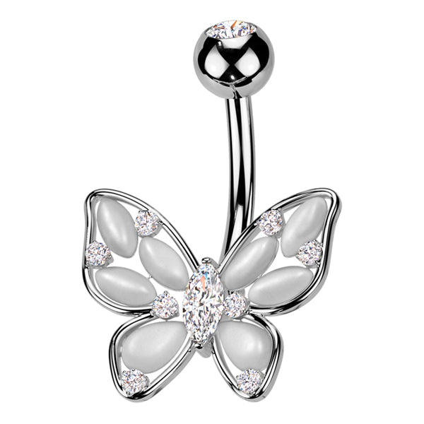 CZ Butterfly Belly Ring Belly Ring 14g - 3/8