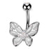 CZ Butterfly Belly Ring Belly Ring 14g - 3/8" long (10mm) Stainless