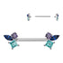 CZ Cluster Nipple Barbells Nipple Barbells 14g - 9/16" long (14mm) Aqua/Dark Blue/Purple