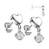 CZ Heart Dangle Titanium Stud Earrings Earrings 20 gauge Clear