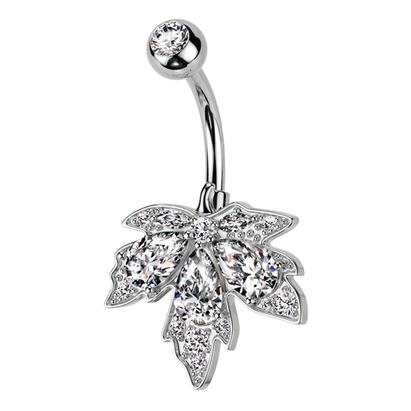 Cannabis CZ Belly Ring