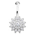 Crystal Dahlia Belly Ring Belly Ring 14g - 3/8" long (10mm) Stainless