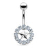 Crystal Star Belly Ring Belly Ring 14g - 3/8" long (10mm) Stainless w/ Clear CZs