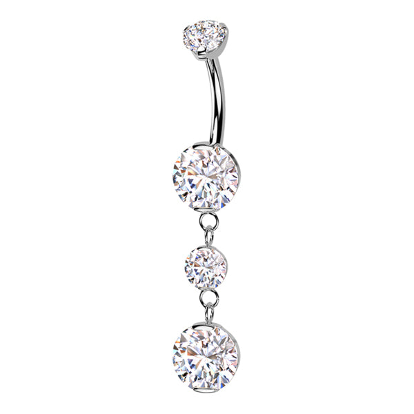 Double CZ Titanium Belly Dangle Belly No-Dangles 14g - 3/8